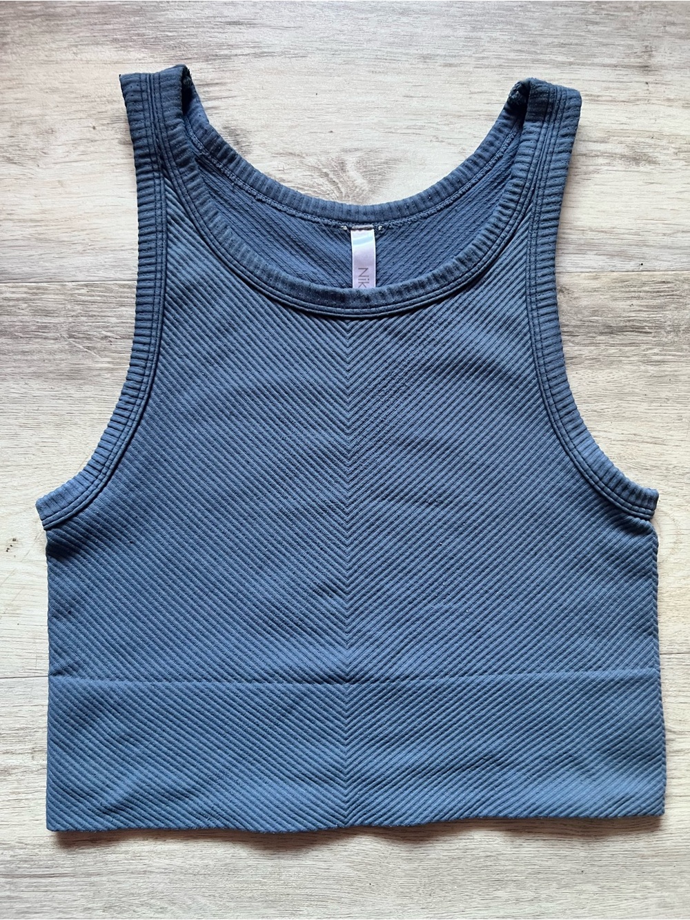Nikibiki Ribbed Crop Tank in Slate Blue
